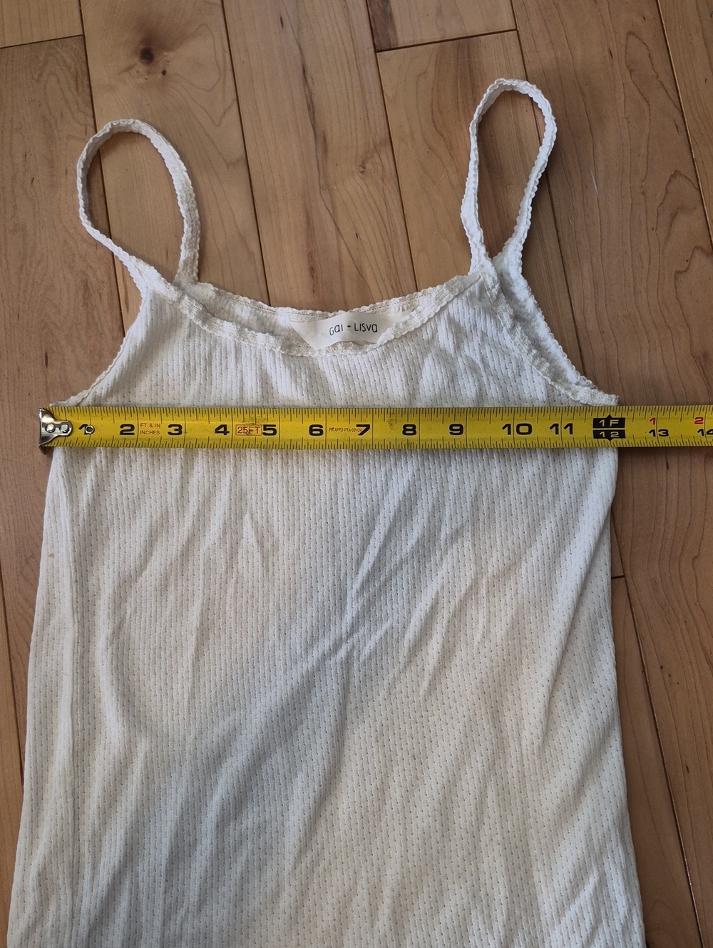Gai + Lisva Women's Size Small White Lace-Trim Ribbed Cami Tank Top - Picture 6 of 6